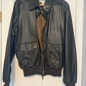L.L. Bean Men's Dark Brown Leather Bomber Jacket